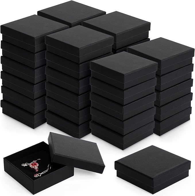 Batiyeer 36 Pcs Cardboard Jewelry Gift Boxes Jewelry Boxes Packaging Small Earring Gift Box with Lids for Necklace Ring Br...