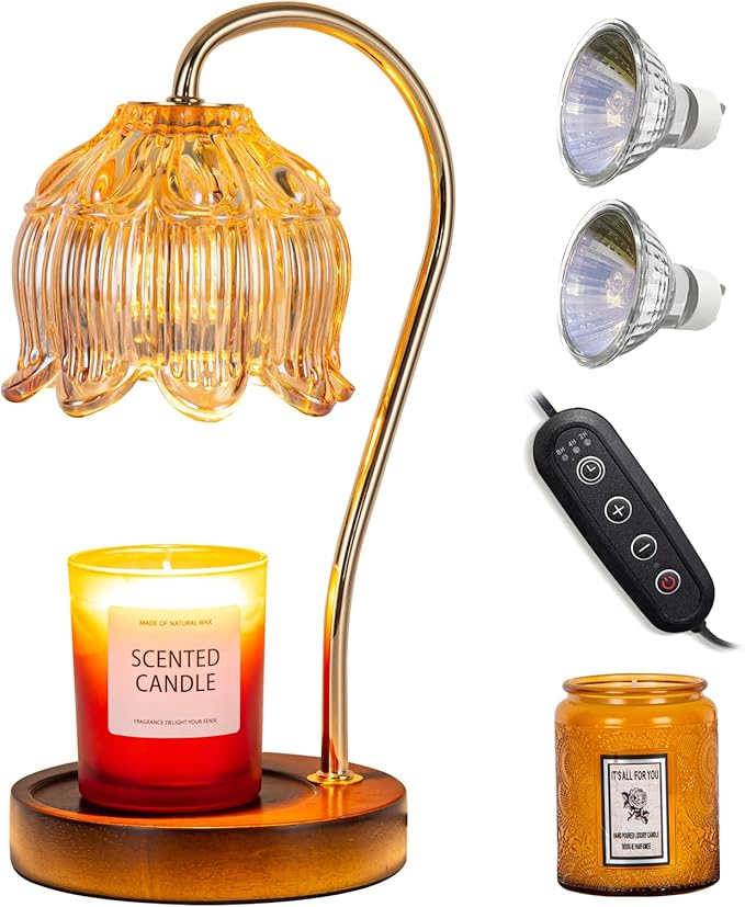 liibodi Candle Warmer Lamp,Electric Warmer,Dimmable,Candle Holders for Home Decor,with Timing Function,with 2 Bulbs,with S...