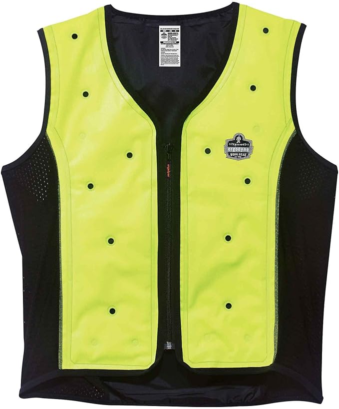 Ergodyne Chill-Its 6685 Evaporative Cooling Vest, Wearer Stays Cool and Dry, Breathable Comfort, Zipper Closure Large, Large