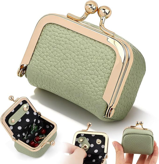 Rivonthex PU Leather Mini Jewelry Box, Vintage Portable Mini Jewelry Organizer with Kiss Lock, Compact Travel Case for Rin...