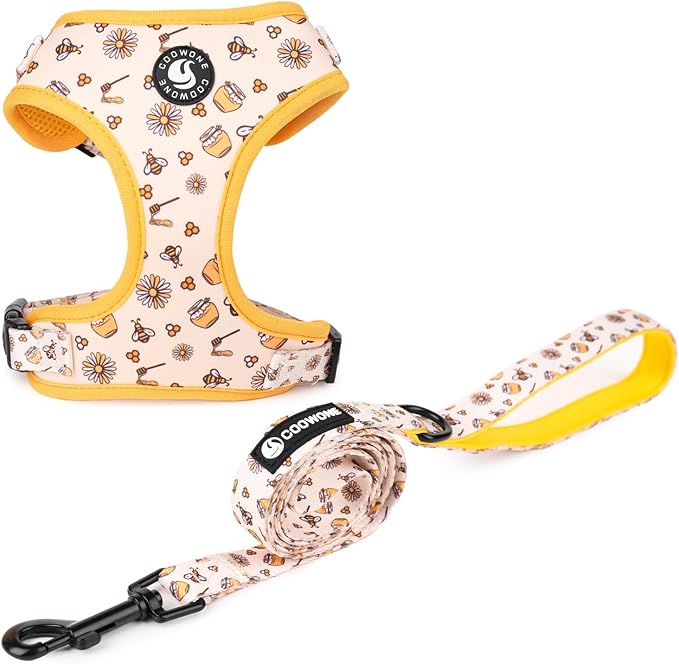 Dog Cat Harness and Leash Set, Puppia Soft Mesh Padded and Adjustable Puppy Vest Cute Dog Clothes Escape Proof Easy Walk P...