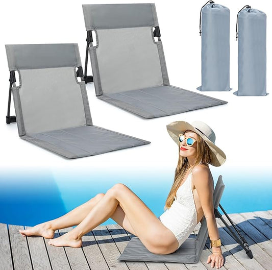 Karenhi 2 Pcs Foldable Poolside Chairs Portable Beach Chair Folding Poolside Chairs for Edge of Pool for Adults Traveling...