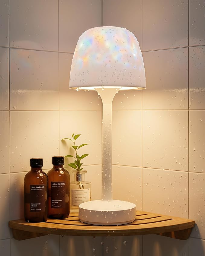 Spa-Like Waterproof Shower Lamp, 16 Color Cordless Bathroom Lamp with Remote & Touch Control, Bathroom Mood Lighting Wirel...