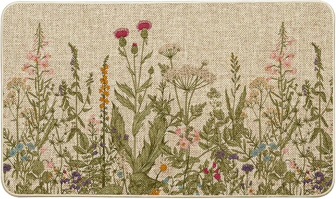 Artoid Mode Wildflower Spring Floral Doormat, Flowers Summer Home Decor Low-Profile Switch Rug Door Mat Floor Mat for Indo...