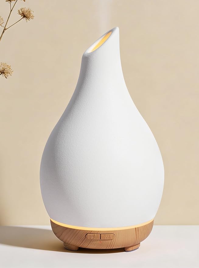 InnoGear Essential Oil Diffuser, 150ml Ceramic Diffuser Handcrafted Stone Aromatherapy Diffusers Ultrasonic Cool Mist Humi...