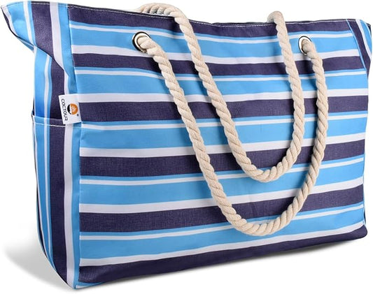 CaCTOUR Beach Bags for Women,Large Beach Bag Waterproof Sandproof with Zipper Pocket,Travel Tote Bag,Swim Pool Bag for Family