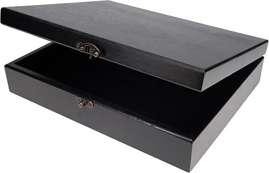 WE Games Old World Wooden Box with Brass Latch – Vintage-Style Wooden Keepsake Box for Jewelry & Trinket Storage, Black-St...