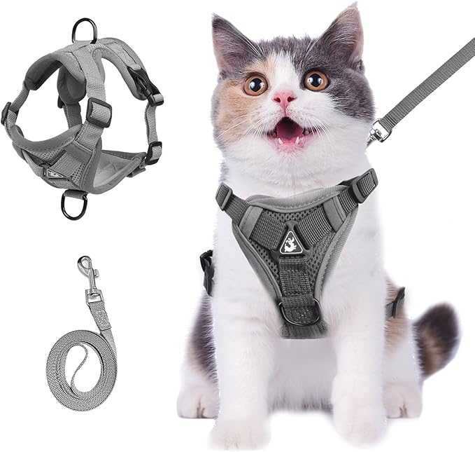Wanheart cat Chest Harness and Leash, Anti-Escape Adjustable Soft mesh cat Leash and Chest Harness Set for All Types of Ca...