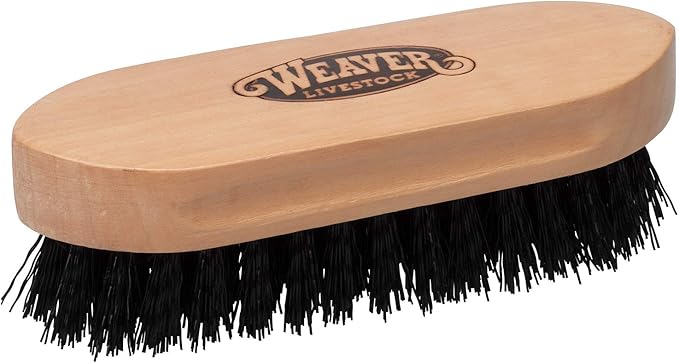 Weaver Livestock Barn Brush, Wooden Grooming Brush for Goat, Sheep, Pigs, Cattle, Stiff Bristles for Dirt Removal, Show An...