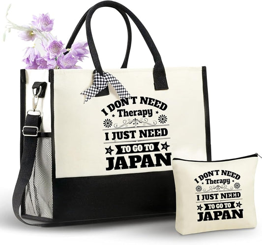 InnoBeta Japanese Gifts for Women Canvas Tote Bag, Japanese Gifts Tote with Top Zipper Closure and Shoulder Strap for Birt...