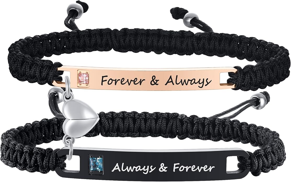 MEALGUET Personalized Couple Bracelet Customized Couple Bracelets Set Mutual Attraction Custom Name Relationship Bracelet ...