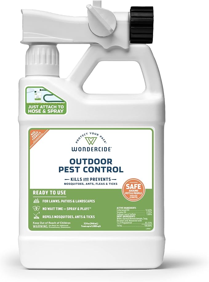 Wondercide - Outdoor Pest Control Spray with Natural Essential Oils - Mosquito, Ant, Insect Repellent, Treatment, Killer -...