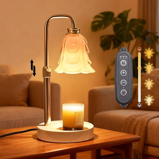 Flower Candle Warmer Lamp with Timer and Dimmer 4-Level Dimmable Adjustable Height Light Heat Lamp for Jar Candles Modern ...