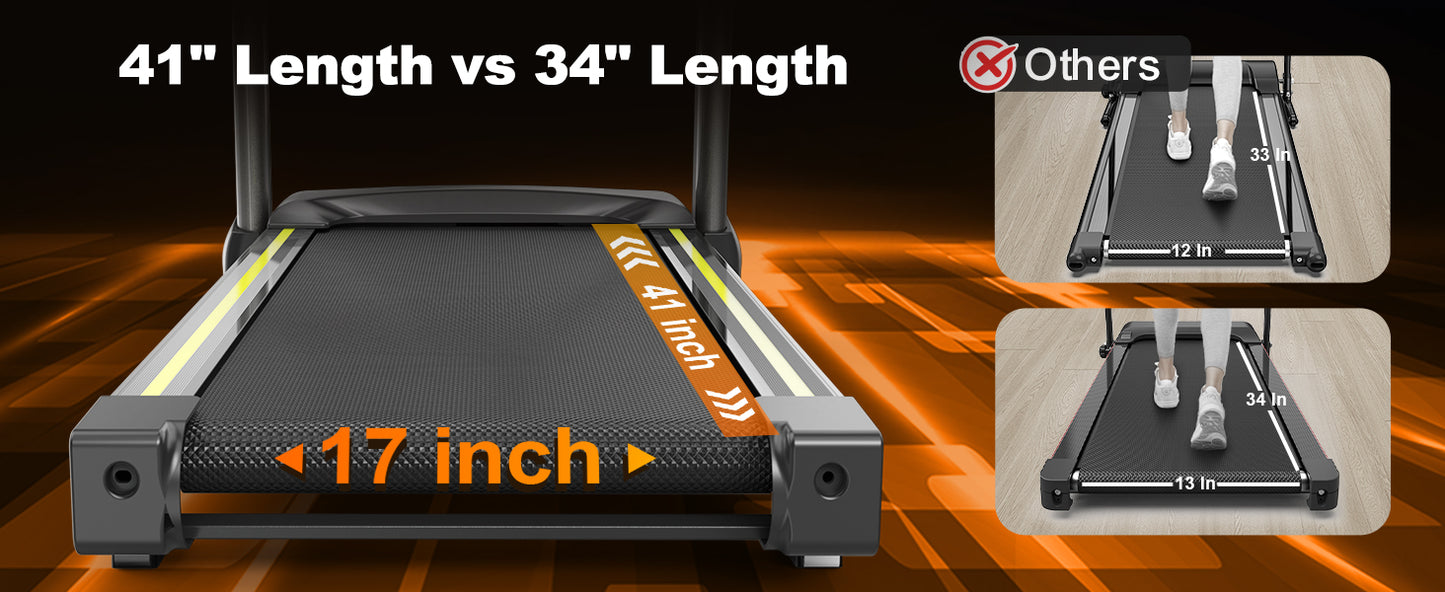 3.5  Portable Foldable Treadmill With Handles  Slope Home Walking Running Treadmill 0.5-7.5 MPH 330 Lb Weight Capacity