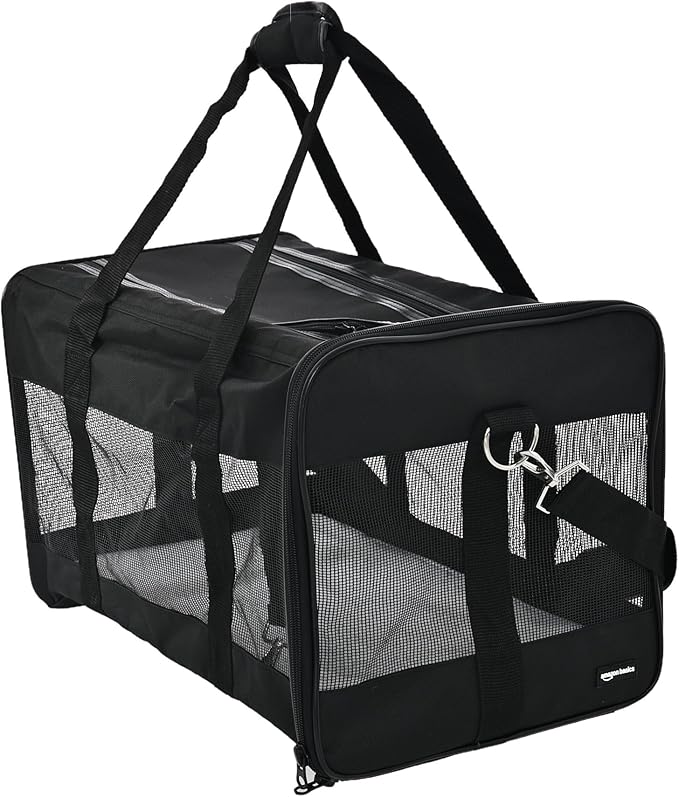Amazon Basics Airline Approved Soft-Sided Mesh Pet Travel Carrier with Shoulder Strap, Portable, Washable Removable Fleece...