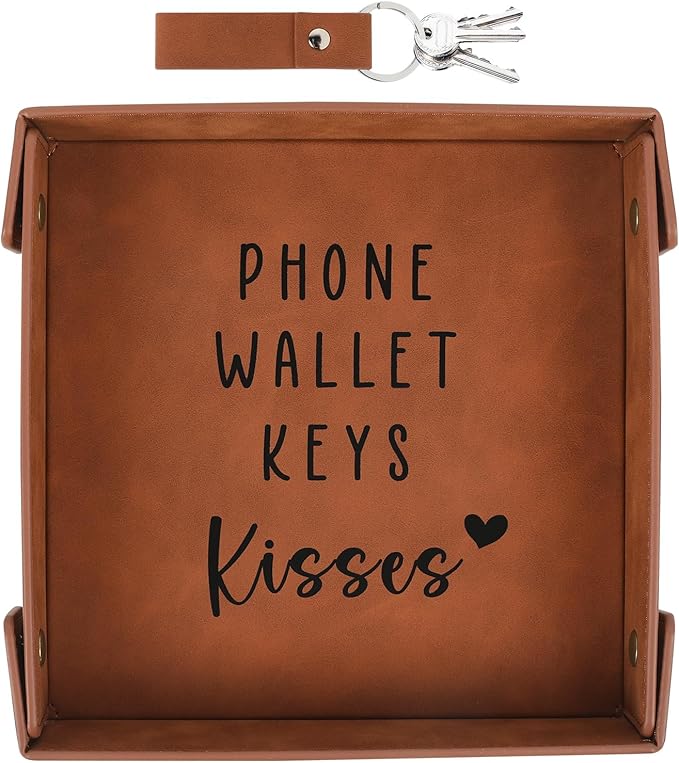 Gifts for Boyfriend, Husband, Romantic Gifts for Him, Mens Birthday Gifts Idea - Premium PU Leather Valet Tray - Best Mens...