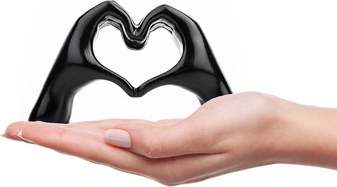 Small Heart Hands Sculpture Decor for Living Room Bedroom Bookshelf Coffe Table and Office Display, Love Finger Statue Mod...
