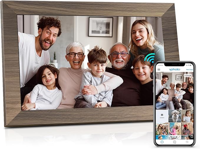 Canupdog 10.1 WiFi Digital Picture Frame, IPS Touch Screen Smart Cloud Digital Photo Frame with 16GB Storage, Wall Mountab...