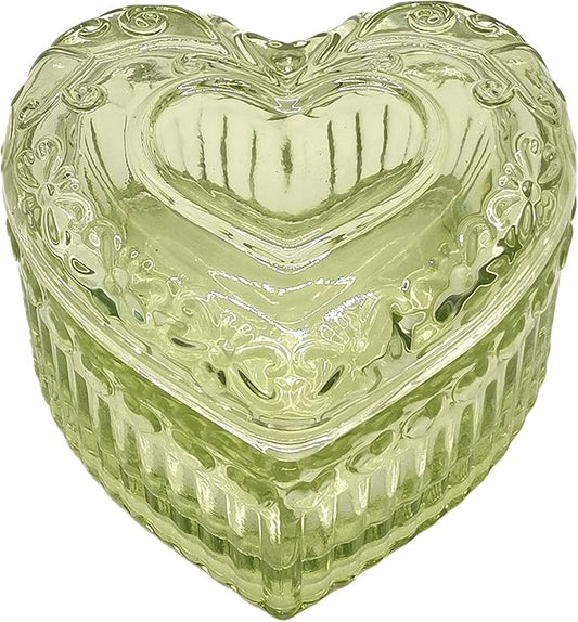 WHSLILR Glass Jewelry Box Heart Shape Cute Box for Storage Ring Earring Trinket Vintage Jewelry Organizer Decorative Gift ...