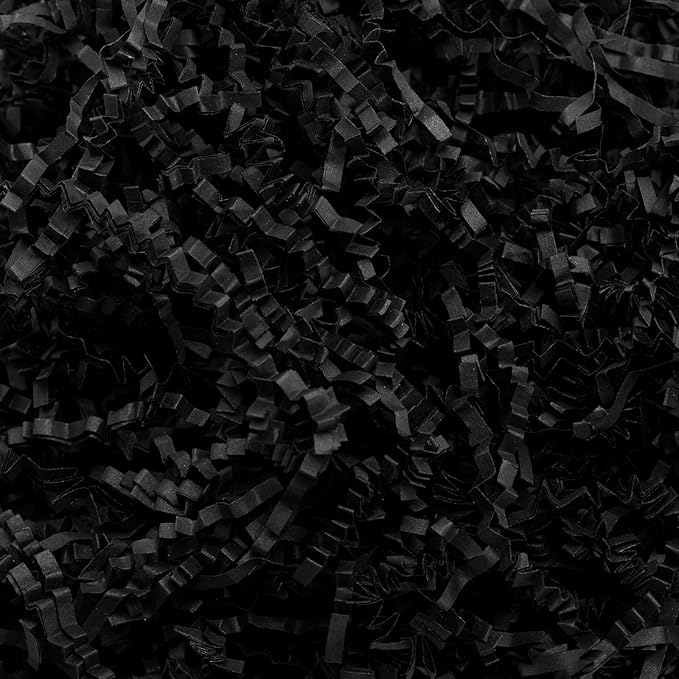 Mefleet 1/2 LB Crinkle Cut Paper Shred Filler 8 oz Black Crinkle Shredded Paper for Gift Box - Gift Basket Bag Filler - Gr...