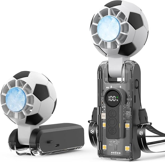 Hiluckey Portable Handheld Turbo Fan with Ice Cooling, 5 Gear Wind, 3 In 1 Soccer-Shaped Mini Personal Fan, 6000mAh Rechar...