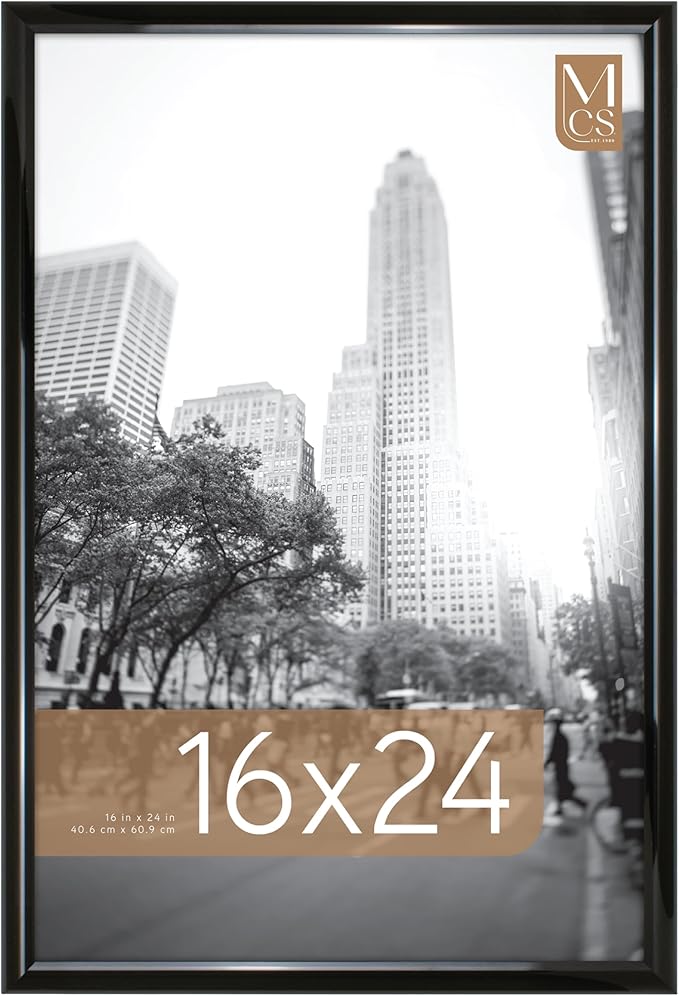 MCS Trendsetter 16x24 Poster Frame Black High-Gloss, Vertical & Horizontal Wall Hanging Large Picture Frame for Photos, Po...