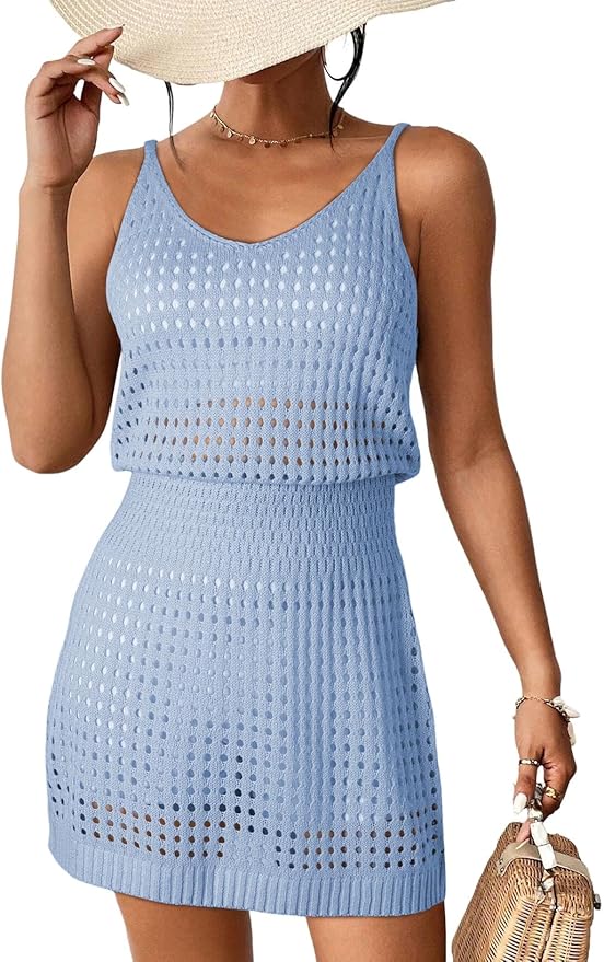 Dokotoo Summer Crochet Hollow Out Knit Beach Bathing Suit Swim Cover Ups Cruise Outfits Vacation Dresses for Women 2026