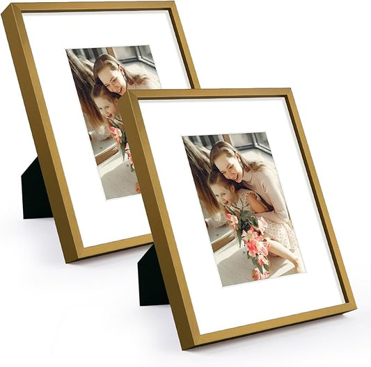 Golden State Art, Bronze 8x10 Aluminum Picture Frame - Display Photos 5x7 with Mat or 8x10 inch Without Mat - Shatter-Resi...