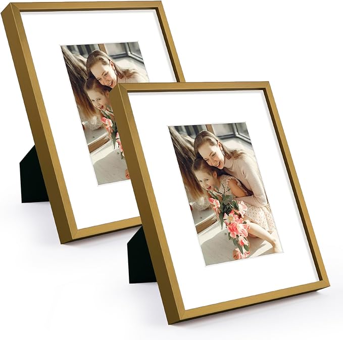 Golden State Art, Bronze 8x10 Aluminum Picture Frame - Display Photos 5x7 with Mat or 8x10 inch Without Mat - Shatter-Resi...