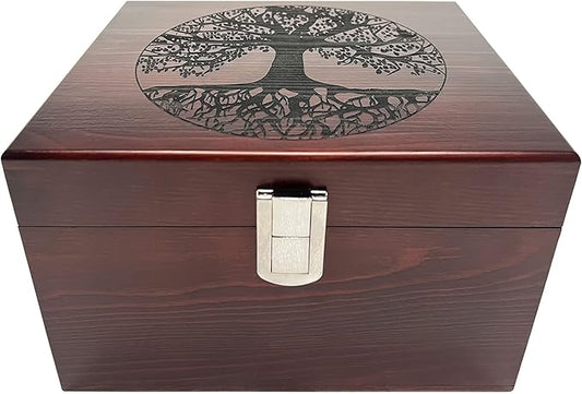 Blake & Lake Tree of Life Large Wooden Decorative Box - Wooden Keepsake Box with Hinged Lid and Metal Latch Wood Storage B...