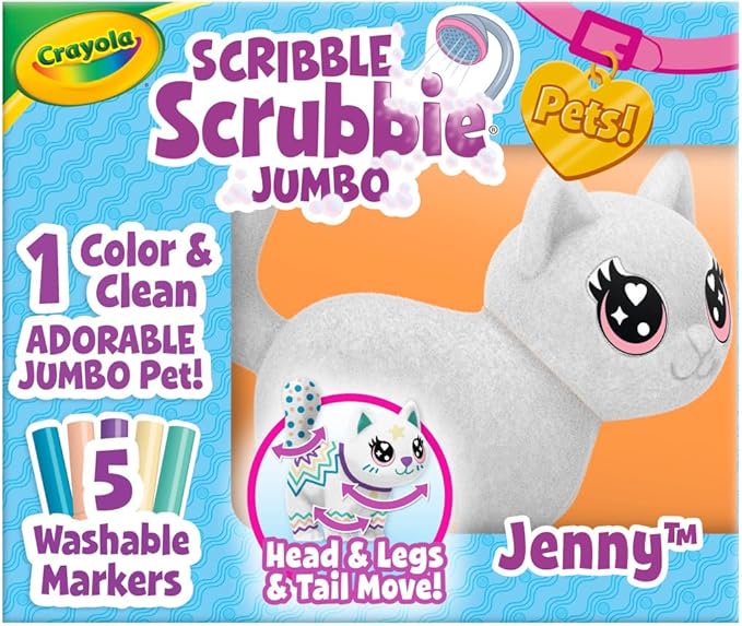 Crayola Scribble Scrubbie Jumbo Toy Cat, Large Posable Animal for Kids, Birthday, Gift for Girls & Boys, Washable Coloring...