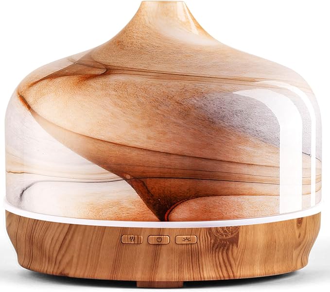 Porseme 500ml Glass Essential Oil Diffuser Aromatherapy Ultrasonic Cool Mist Humidifier 15-21 Running Hours Waterless Aut...