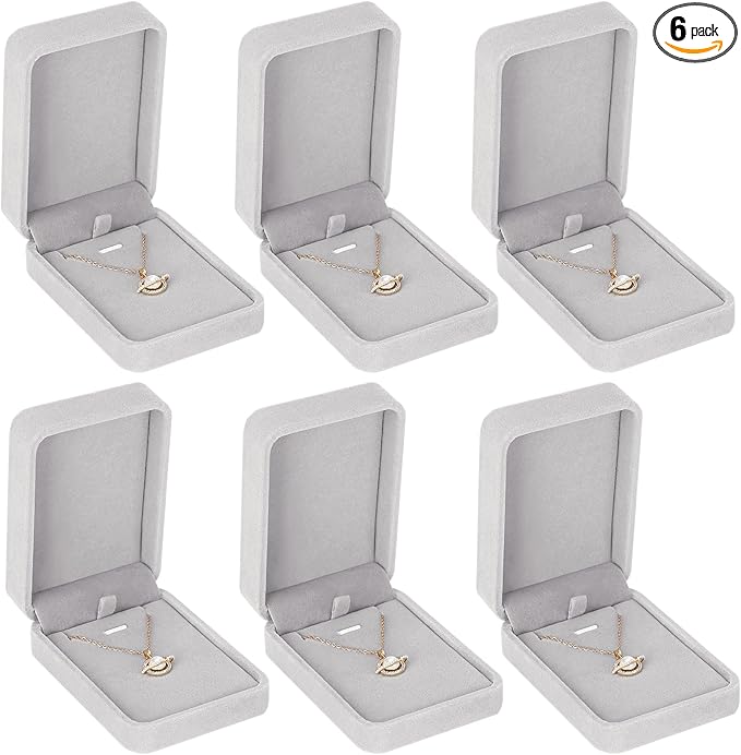 LETURE 6 Pieces Velvet Jewelry Gift Boxes for Necklace Pendant Bracelet Ring Earring, Jewelry Storage Display Case for Chr...