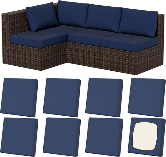 Vorshape 8Pcs Stretch Patio Cushion Covers, Outdoor Couch & Sofa Replacement Slipcovers for Patio Furniture Cushion Cover...