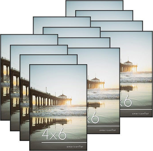 Americanflat Front Loading 4x6 Picture Frame with Shatter-Resistant Glass - Set of 12 - Metropolitan Collection - Photo Fr...