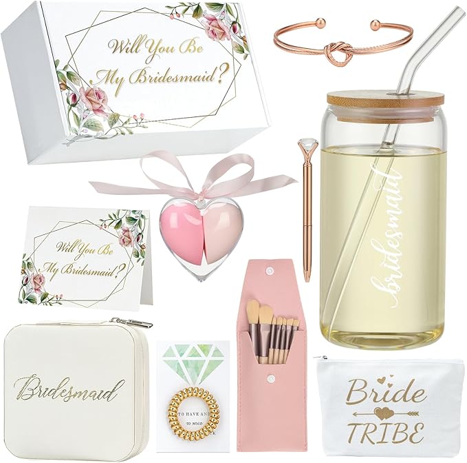 XGCYZYD Will You Be My Bridesmaid Gift Box,Bridesmaids Proposal Gifts Set of 10-Bachelorette & Wedding Party Engraved with...