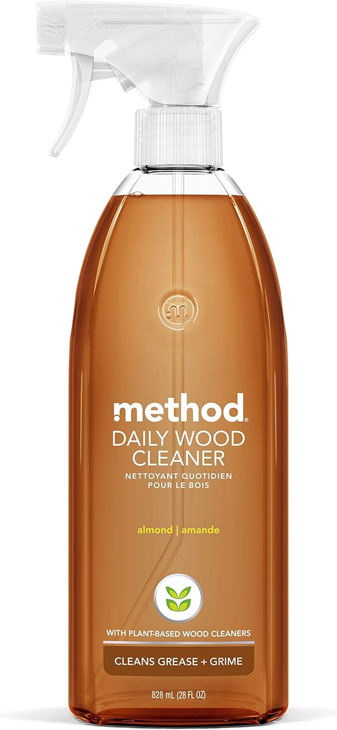 Method Daily Wood Cleaner, Almond, Cleans Shelves, Tables and Other Wooden Surfaces While Removing Dust & Grime, 28 oz Spr...