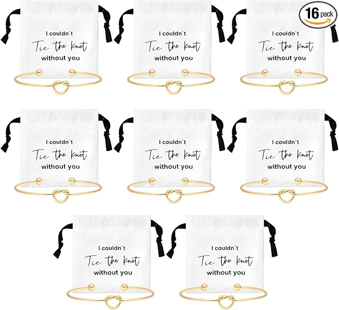 CEELGON 16 Pcs Jewelry Pouch Set of 8 Linen Cotton Small Drawstring Bags & Bridesmaid Knot Bracelet Jewelry Packaging Prop...