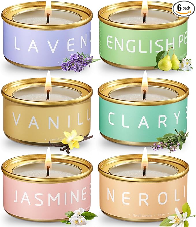 Floral Scented Candles Gift Set, Natural Beeswax with Essential Oils, Holiday Aromatherapy Candles for Christmas Stocking ...