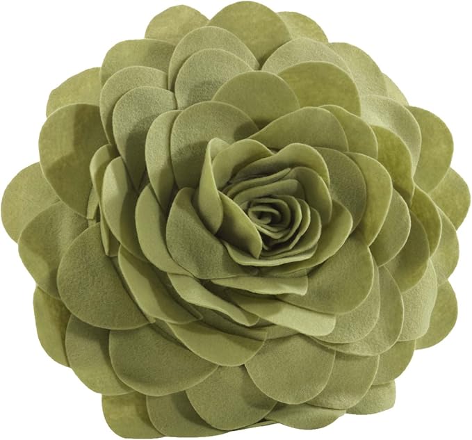 SARO LIFESTYLE Flower Design Poly Filled Throw Pillow, Lime, 13"