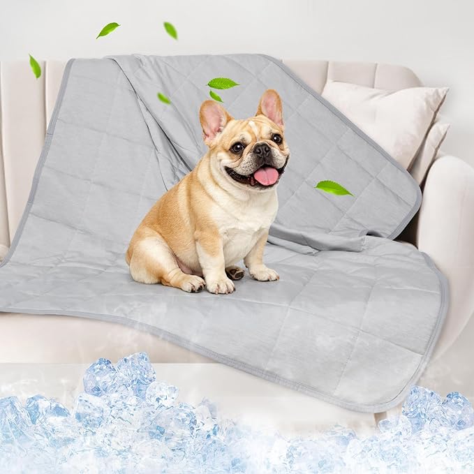 Dog Cooling Blanket, 0.4 Q-MAX Cooling Blanket for Dogs Washable, Cool to Touch Pet Blanket Cooling Comforter Throw for Be...