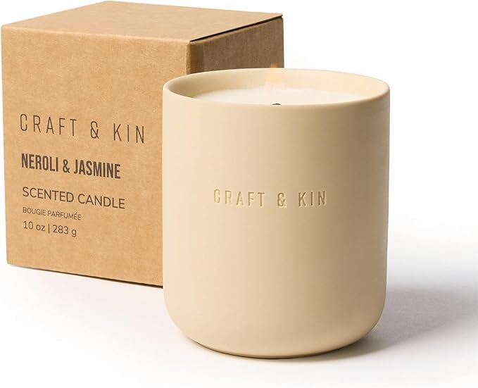 Craft & Kin Scented Candles | Soy Blend with Cotton Wick | Long-Lasting Holiday Candle, 40-Hour Burn | Ceramic Jar, Perfec...