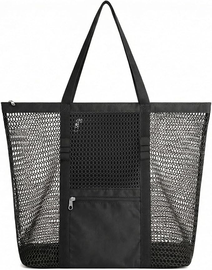 Dntorx Women's Mesh Beach Bag, Stylish Beach Tote for Swimming, Travel & Vacation Essentials, Lightweight Design for Poolside