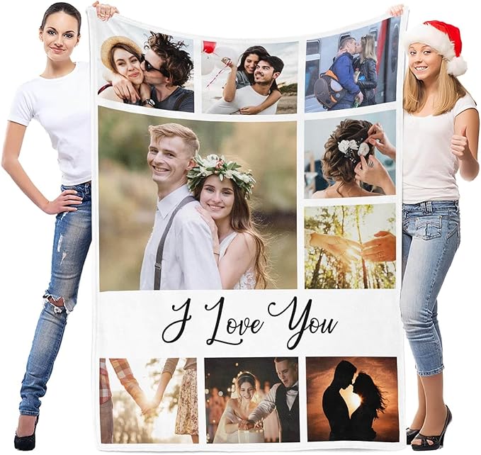 inkArts Personalized Anniversary Couple Gifts for for Her & Him, Custom Blanket with Photo, Personalized Photo Blanket, Cu...