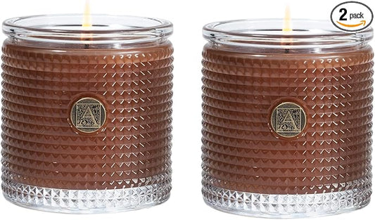 Aromatique Cinnamon Cider Textured Glass Candle Set of 2 6oz - Decorative Home Fragrance Aromatherapy Long Lasting Room Ai...