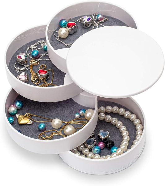 Jewelry Organizer, Small Jewelry Box Earring Holder for Women Gifts for Mom, Jewelry Storage Box 4-Layer Rotatable Jewelry...