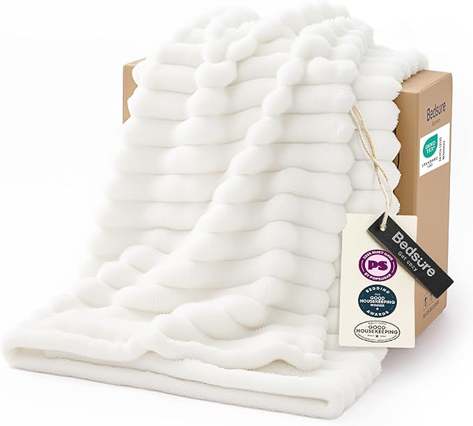 Bedsure GentleSoft White Throw Blanket for Couch - Cozy Soft Fleece Summer Throw Blankets for Bed, Cute Small Gift for Wom...