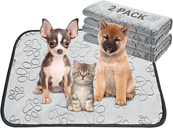 Qeils Reusable Puppy Pads, 2 Pack Washable Pee Pads for Dogs, Waterproof Non Slip Wee Wee pad, Absorbent and Leakproof Tra...