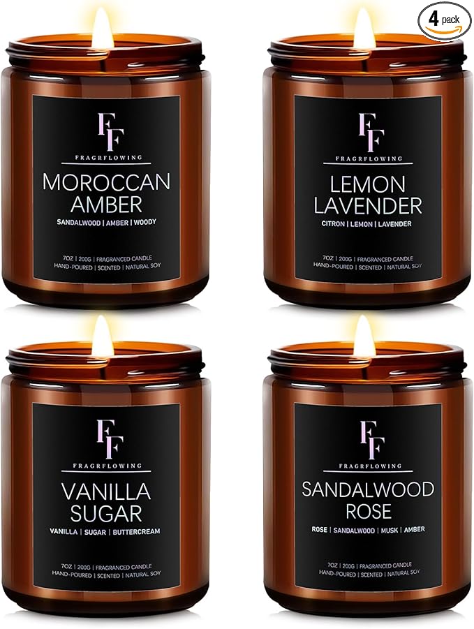 Scented Candles for Home Scented Aromatherapy Candles, 4 Pack 28 Oz Soy Wax Candle Gift Set Valentine's Day Gift for Women...