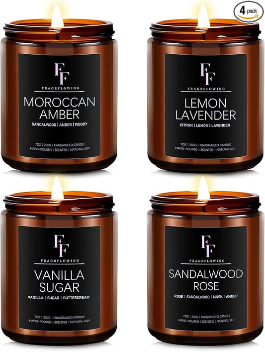 Scented Candles for Home Scented Aromatherapy Candles, 4 Pack 28 Oz Soy Wax Candle Gift Set Valentine's Day Gift for Women...